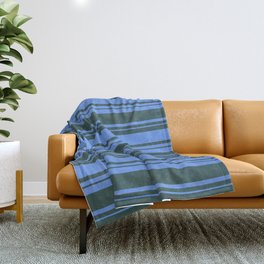 [ Thumbnail: Cornflower Blue and Dark Slate Gray Colored Stripes/Lines Pattern Throw Blanket ]