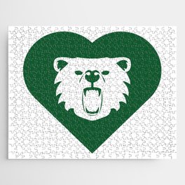 Bear Mascot Cares Green Jigsaw Puzzle