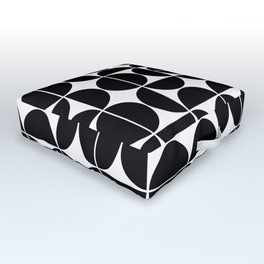 Mid Century Modern Geometric 04 Black Outdoor Floor Cushion