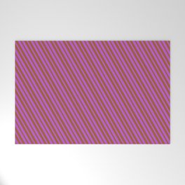 [ Thumbnail: Orchid and Sienna Colored Lines/Stripes Pattern Welcome Mat ]