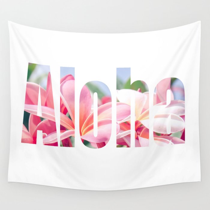 Aloha white Wall Tapestry