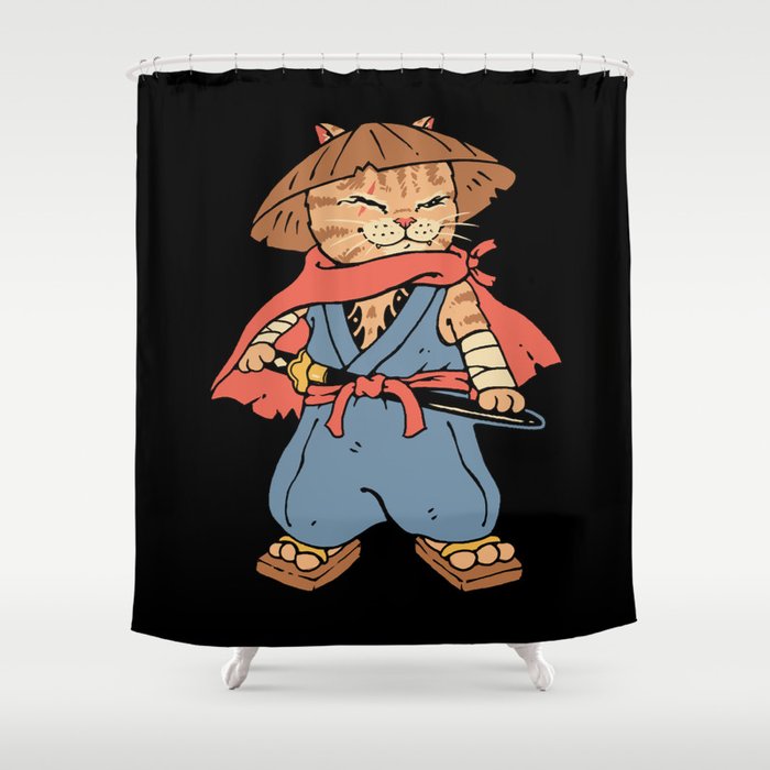 Ronin Cat Warrior Shower Curtain