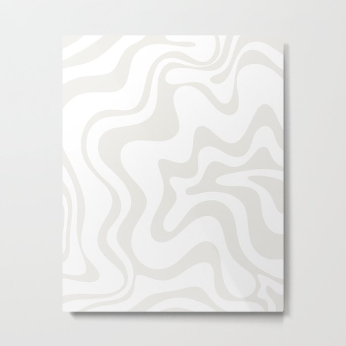 Liquid Swirl Abstract Pattern in Nearly White and Pale Stone Metal Print