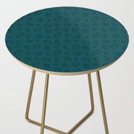 Teal Blue and Black Gems Pattern Side Table