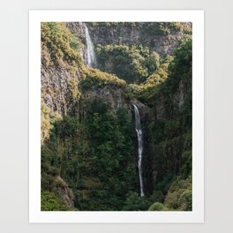 Dreamy waterfall hidden in a forest mountain valley – Landscape Photography Art Print