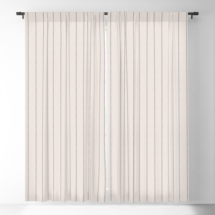 French Cream Linen Stripe Blackout Curtain