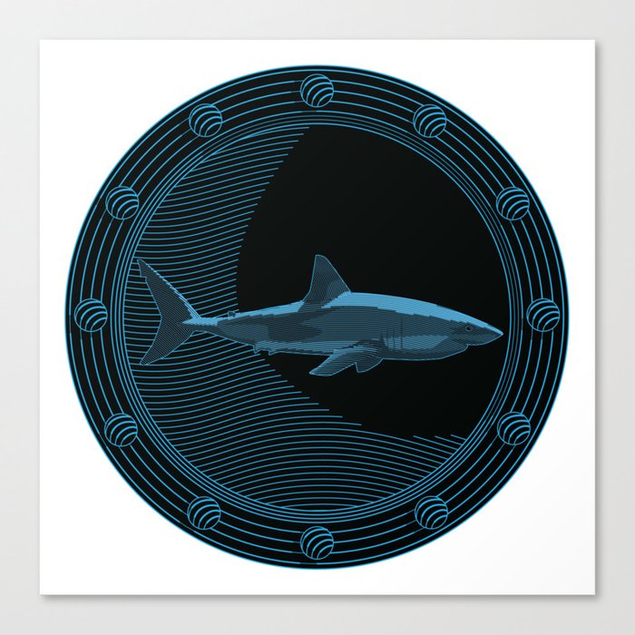 Engraved Shark Canvas Print
