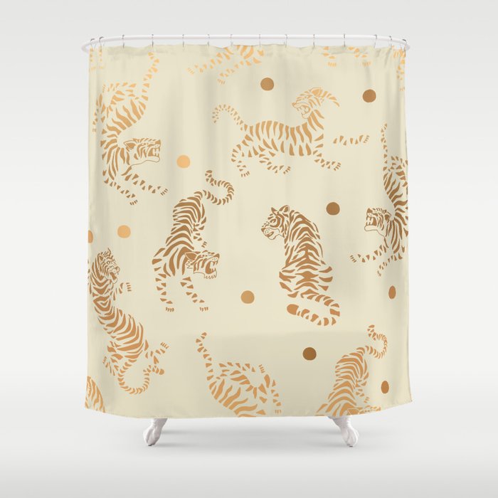 Golden Tigers III Shower Curtain
