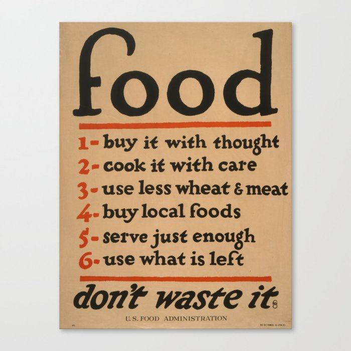 Vintage poster - Don't Waste Food Canvas Print