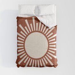 Abstract Boho Sun Minimalist Burnt-Orange Terracotta Comforter