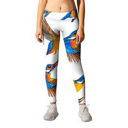 Flying Kingfishers | Yellow and Blue Color Palette Leggings