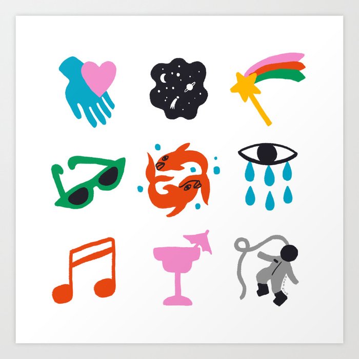 Pisces Emoji Art Print