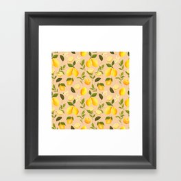 Lemon and Leaves Hand Painted Print Framed Art Print