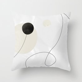 Mid Century Modern Geometric Minimalist | Abstract Line Art | Sand White Ivory Creme Gray Black Throw Pillow