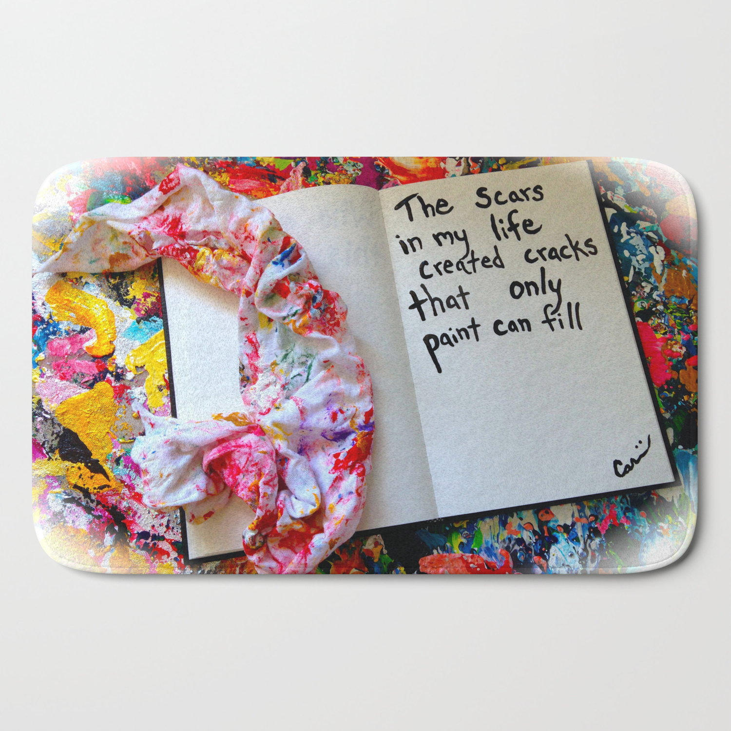 Inspirational Quotes Acrylic Alchemy Art Journal Scars Bath Mat