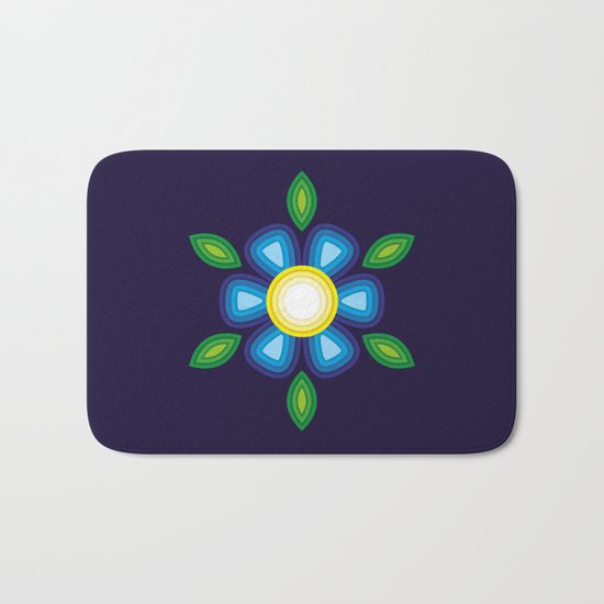 Blue Flower Bath Mat