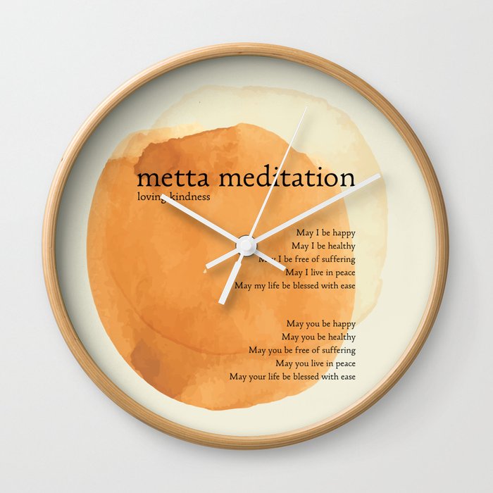 Metta Meditation Orange Loving Kindness Wall Clock