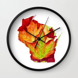 Wisconsin Leaves Wall Clock