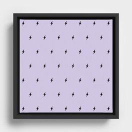 Black Lightning Bolt pattern on Lilac background Framed Canvas