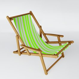 [ Thumbnail: Light Grey and Chartreuse Colored Lined/Striped Pattern Sling Chair ]