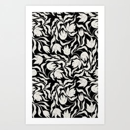 Abstract Tulip Pattern in black and white Art Print