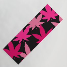 Stoner Art - Pink Cannabis Leaves Pattern Yoga Mat