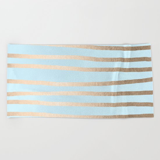 Abstract Drawn Stripes Gold Tropical Ocean Sea Turquoise Beach Towel