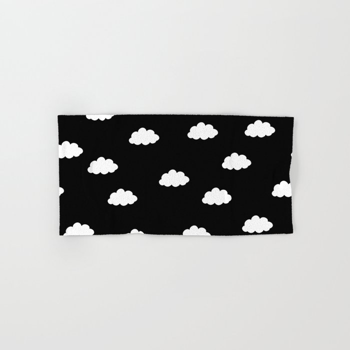 White clouds in black background Hand & Bath Towel