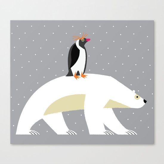 The Polar Bear and The Penguin Canvas Print