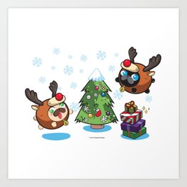 Poopie and Doopie - Merry Christmas! Art Print | Pugoftheday, Pugs, Christmas, Merrychristmas, Drawing, Merry, Funny, Pugnation, Poopie Doopie, Poopieanddoopie 