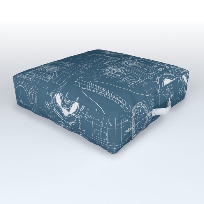 Schematic image of TOKAMAK, a fusion reactor. Print with drawings and graphs. The tokamak is one of several types of magnetic restraints being developed to produce controlled fusion energy. Outdoor Floor Cushion