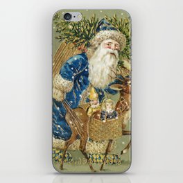 Vintage Christmas : Blue Cloaked Santa Clause iPhone Skin