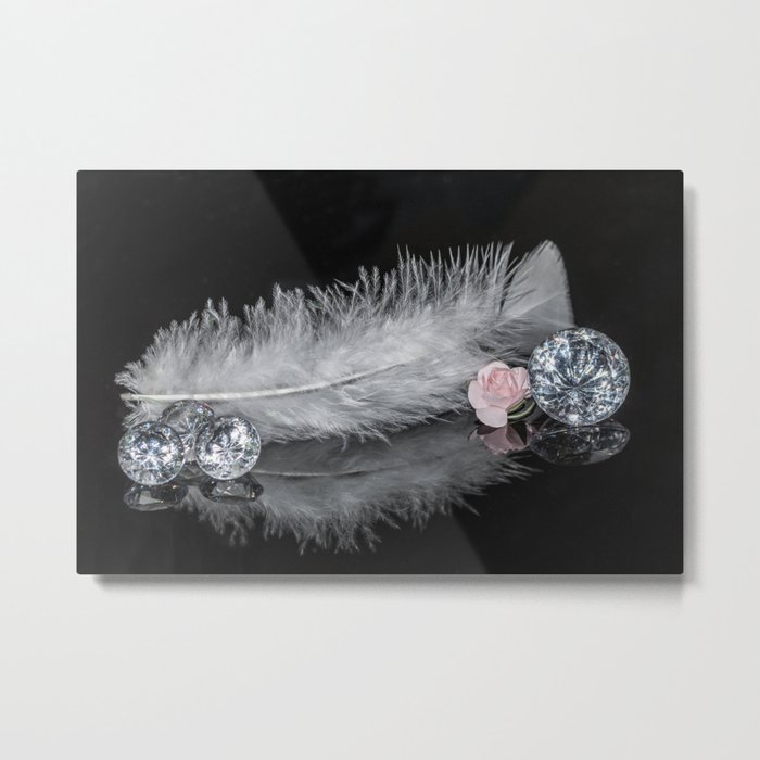 "Reflections" - Diamonds, Feathers & Flowers Metal Print