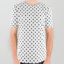 Small Black Polkadots Spots On White Background All Over Graphic Tee