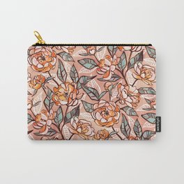 Chalk Pastel Peonies in Peach Pink Carry-All Pouch