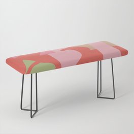Abstract Shapes 31 in Bright Coral Bench