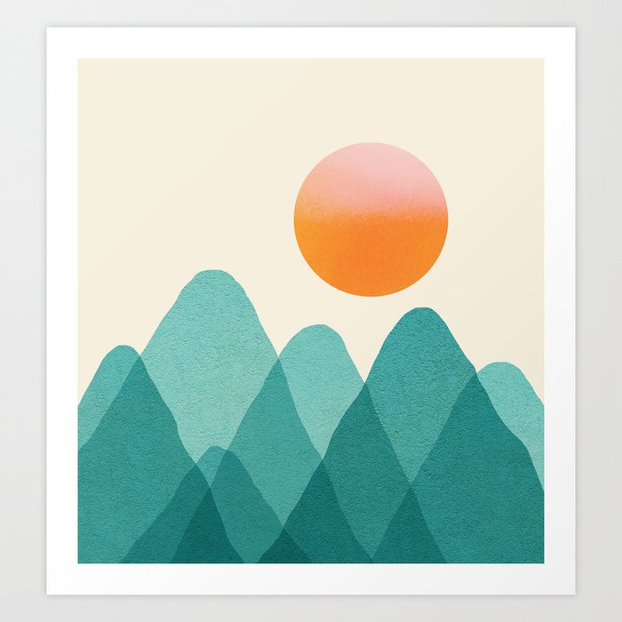 Abstraction_Mountains_SUNSET_Landscape_Minimalism_003 Art Print