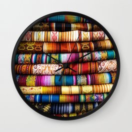 Colorful Fabric in Ecuador Wall Clock