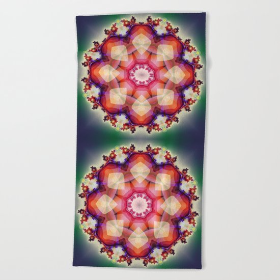 Decorative mandala abstract with translucent colors Beach Towel