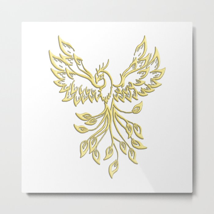 Golden Phoenix Rising Metal Print