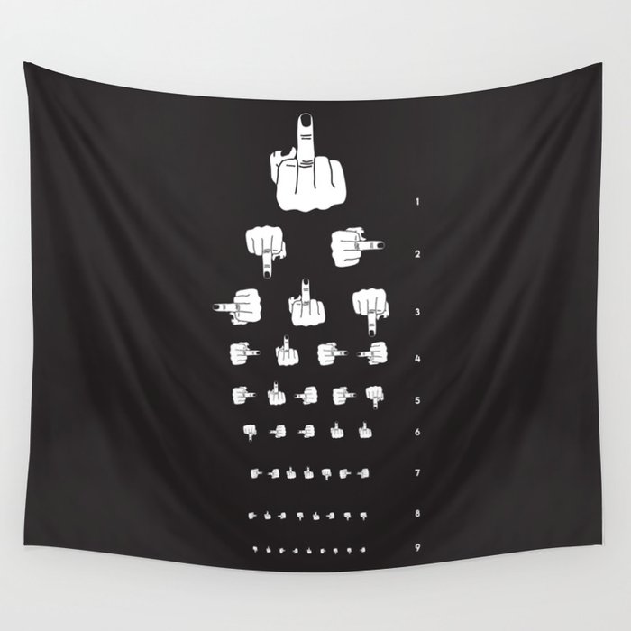 MIDDLE FINGER VISION TEST in black Wall Tapestry