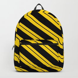 [ Thumbnail: Yellow and Black Colored Lines Pattern Backpack ]