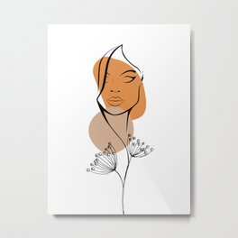 Lady & Flower | Abstract  Metal Print
