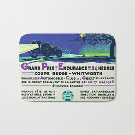 1923 original blue Grand Prix D'endurance De 24 Heures / Coupe Rudge - Whitworth Le mans grand prix racing automobile advertising advertisement vintage poster Bath Mat