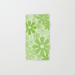 Retro 60s 70s Flowers Vintage Style Floral Pattern Lime Green Hand & Bath Towel