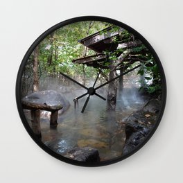 Peaceful hot spring onsen in japan Wall Clock