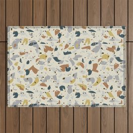 Terrazzo seamless pattern with overlapping elements in earth colours combination. Outdoor Rug