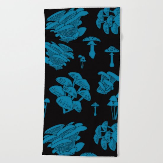 Mushroom Blue Beach Towel