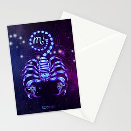 Zodiac neon signs — Scorpio Stationery Card