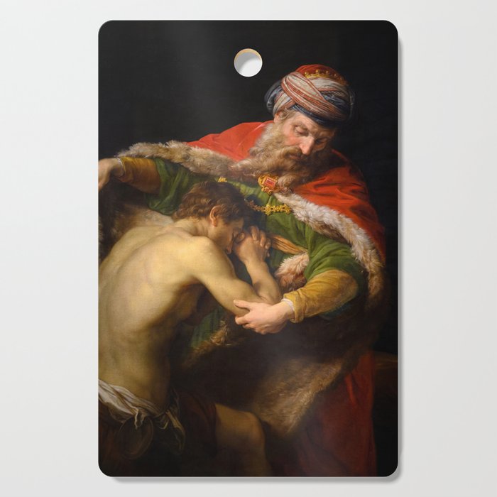 The Return of the Prodigal Son, 1773 by Pompeo Batoni Cutting Board